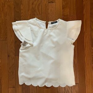 SHEIN White Scalloped Blouse Women Size S